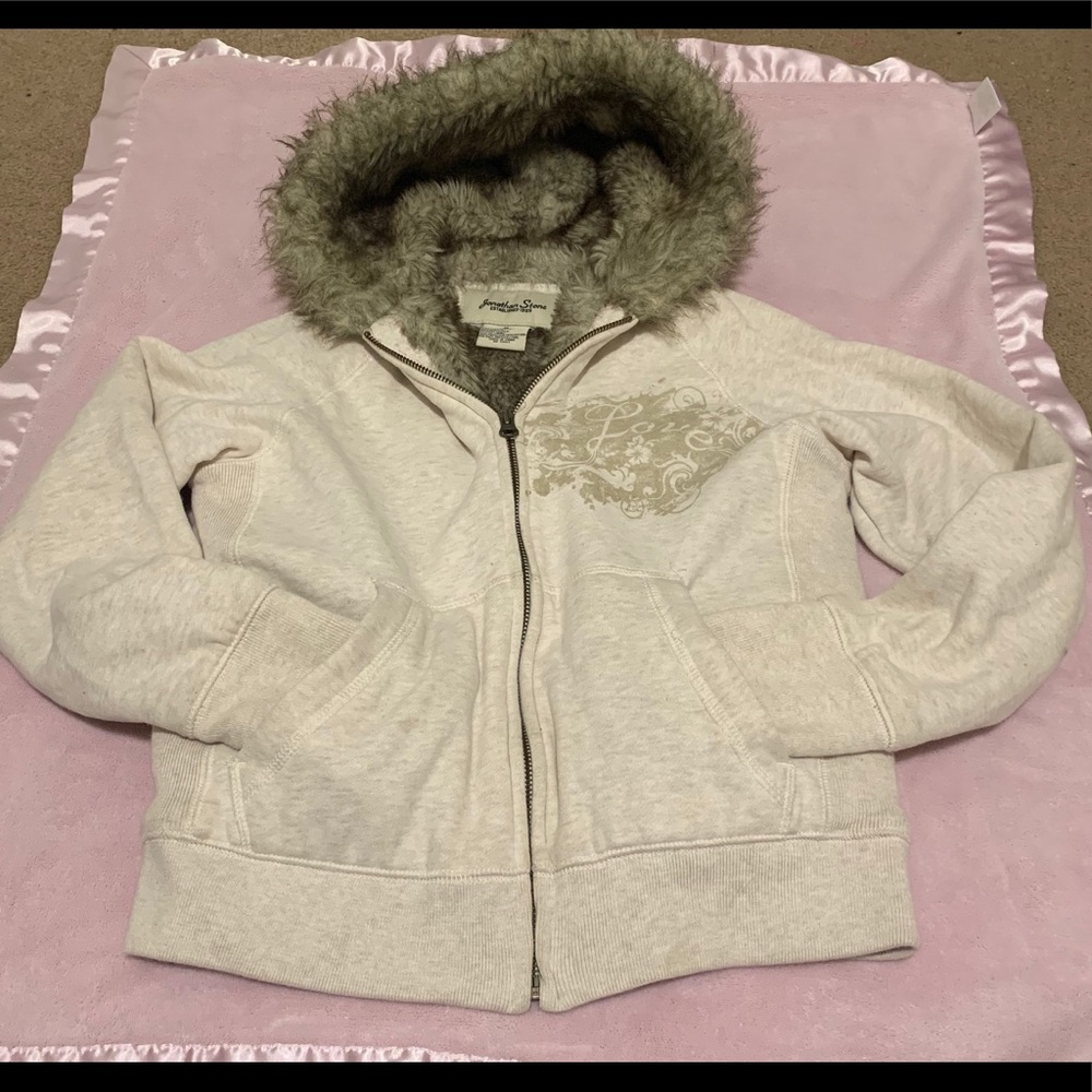 Jonathan Stone Faux Fur Zip Up Hoodie Sweatshirt